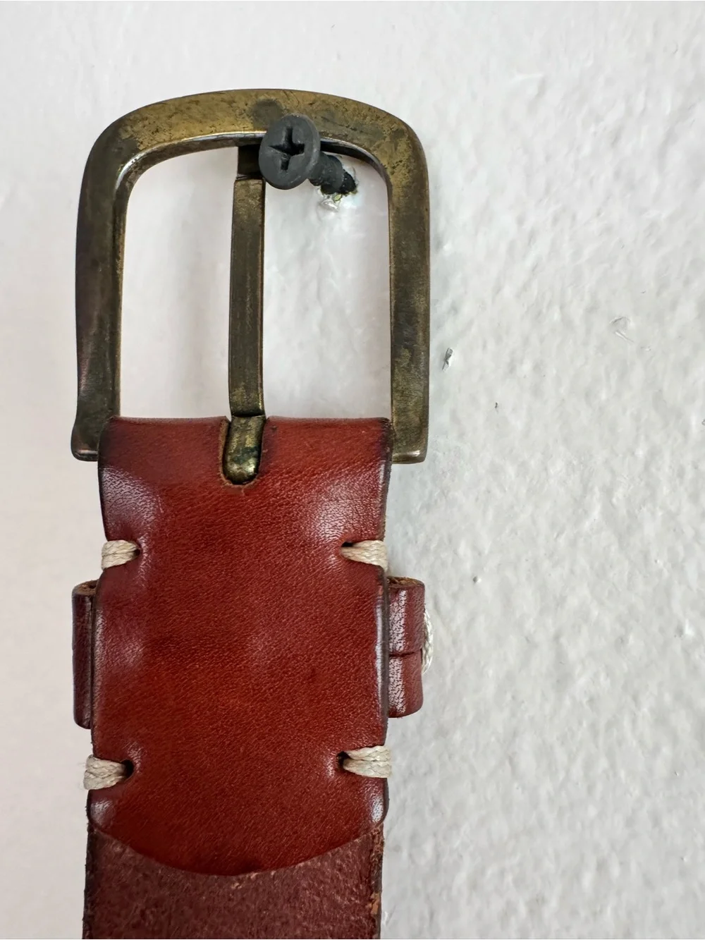 VTG 80’s Omega Southwestern Brown Leather Belt White Stitching made in Turkey  L